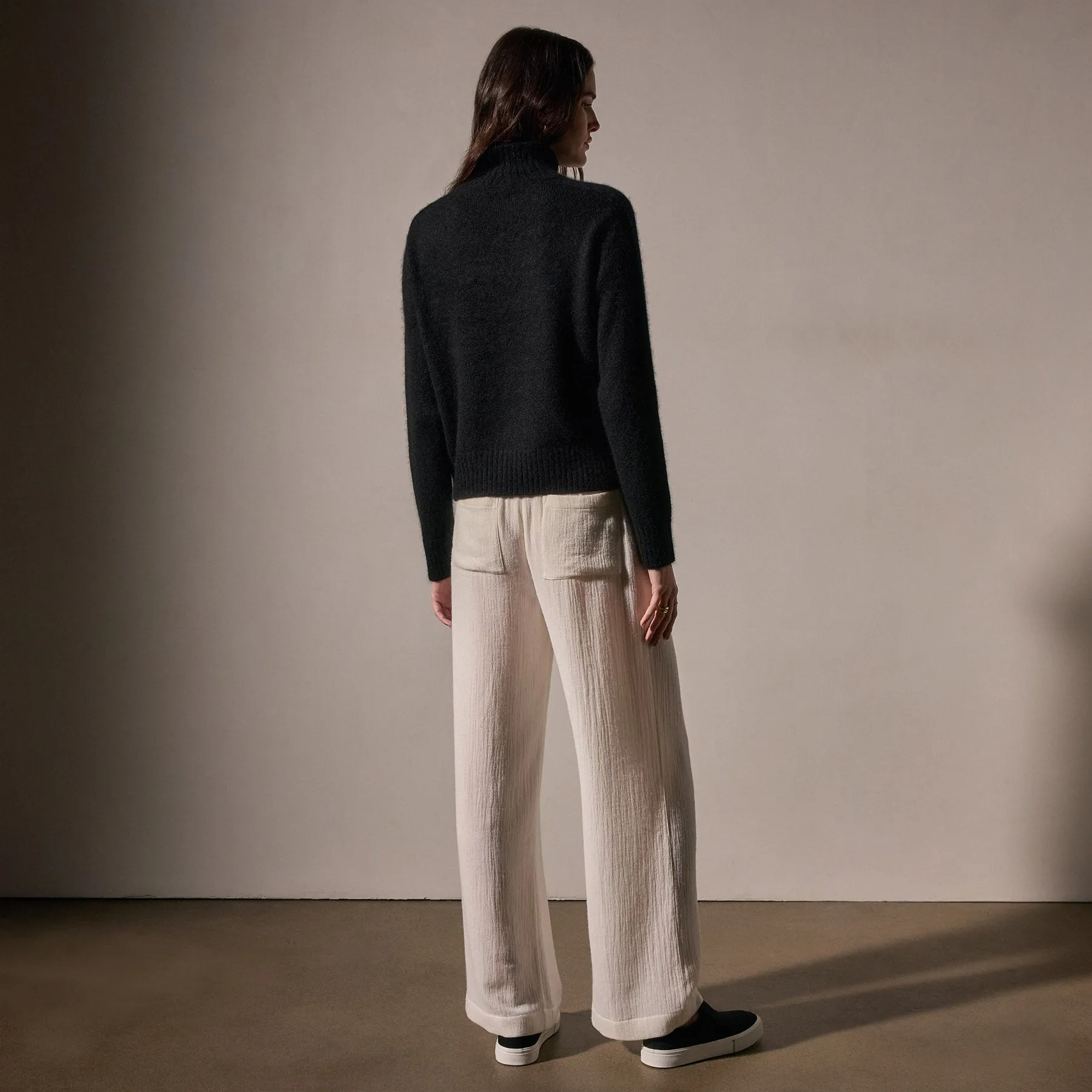 Cashmere Funnel Neck Sweater - True Black sold by James Perse product image thumbnail 4