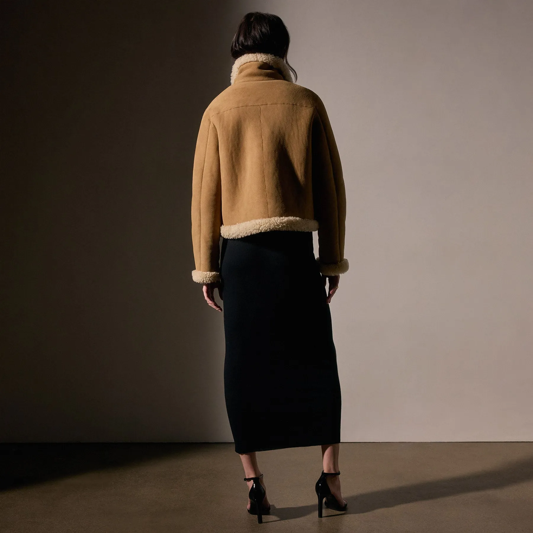 Cropped Shearling Jacket - Caramel sold by James Perse product image thumbnail 5