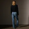 Wide Leg Pull On Denim Pant - Mid Bleach Wash sold by James Perse