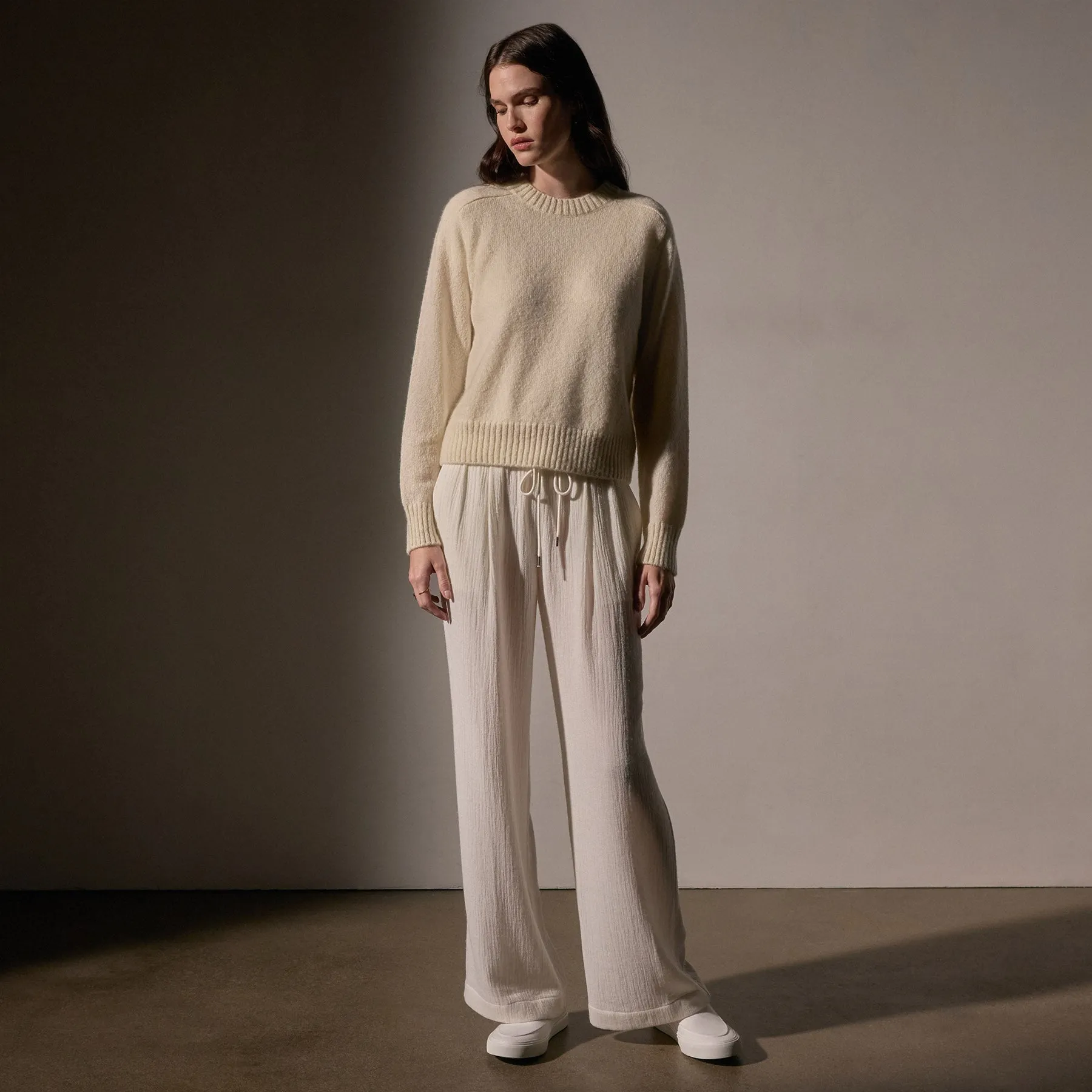 Cashmere Saddle Shoulder Crew Neck - Ivory sold by James Perse product image thumbnail 3