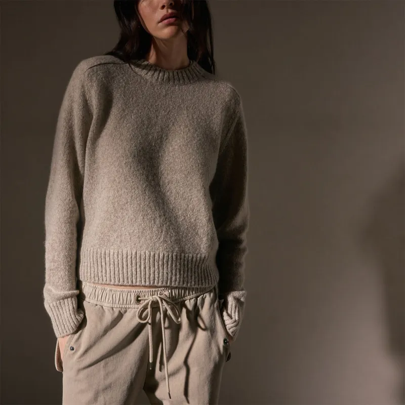 Cashmere Saddle Shoulder Crew Neck - Hazel sold by James Perse