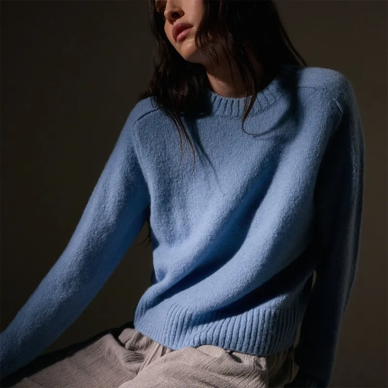 Cashmere Saddle Shoulder Crew Neck - Azure sold by James Perse