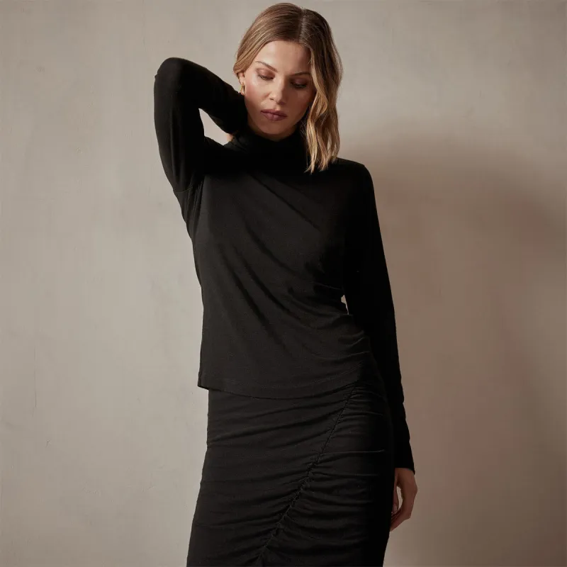 Tencel Cashmere Turtleneck - Black sold by James Perse