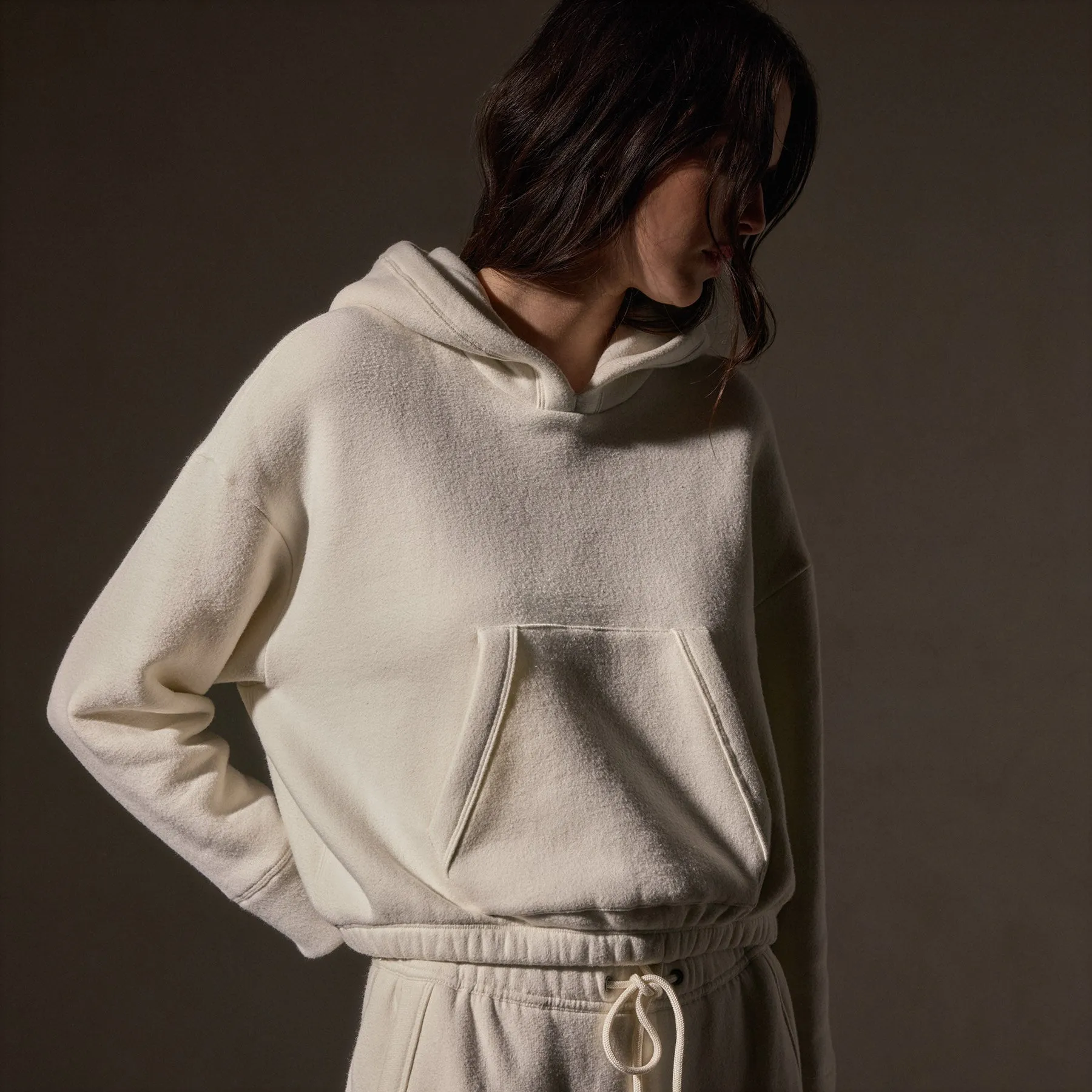 Oversized Hooded Sweat Top - Ivory sold by James Perse