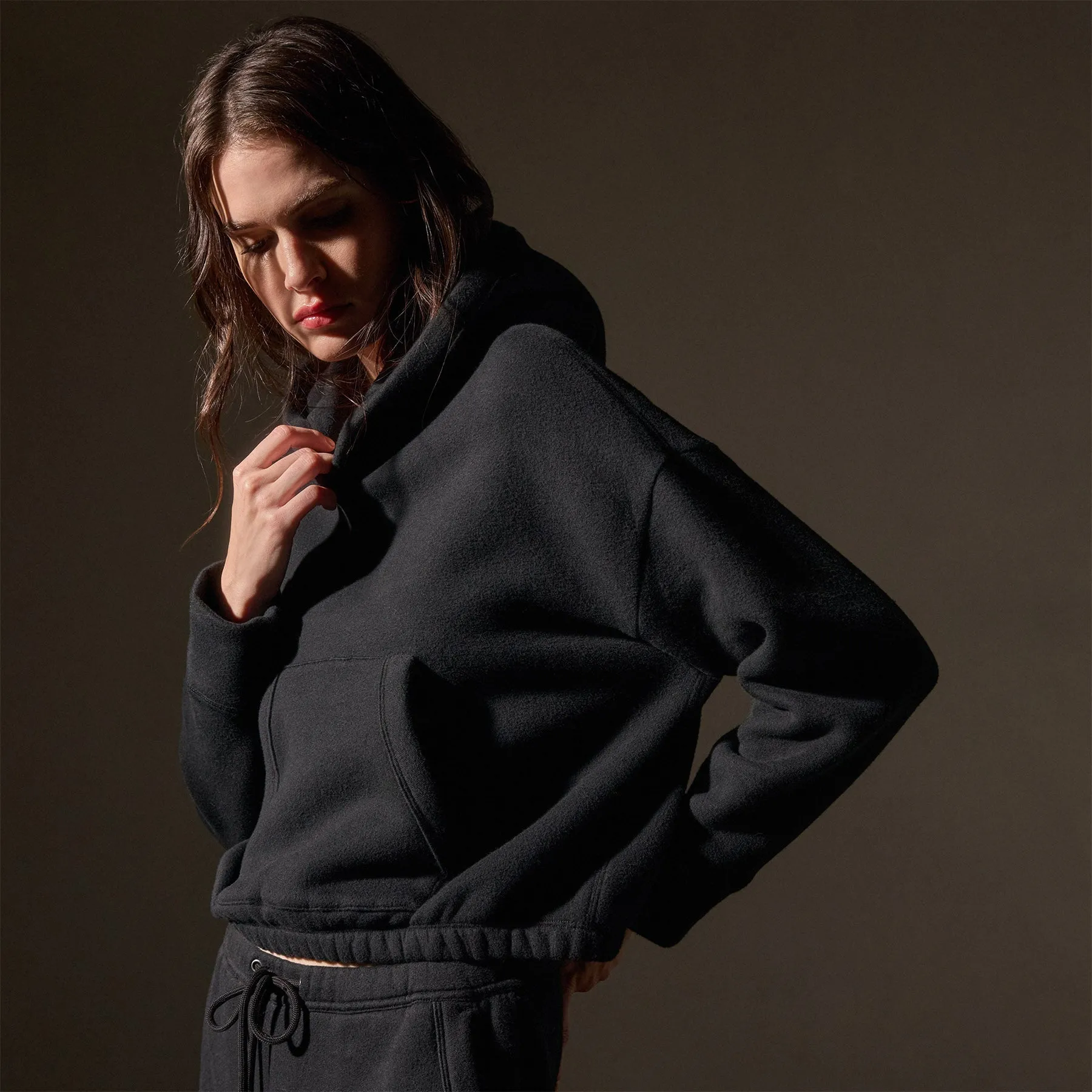 Oversized Hooded Sweat Top - Black sold by James Perse