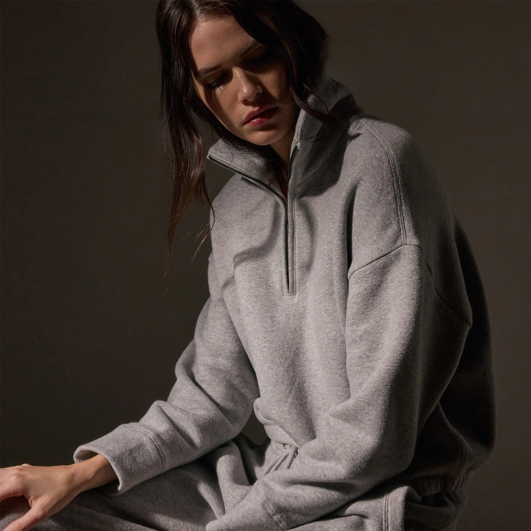 Cozy Oversized Half Zip - Heather Grey sold by James Perse product image thumbnail 2