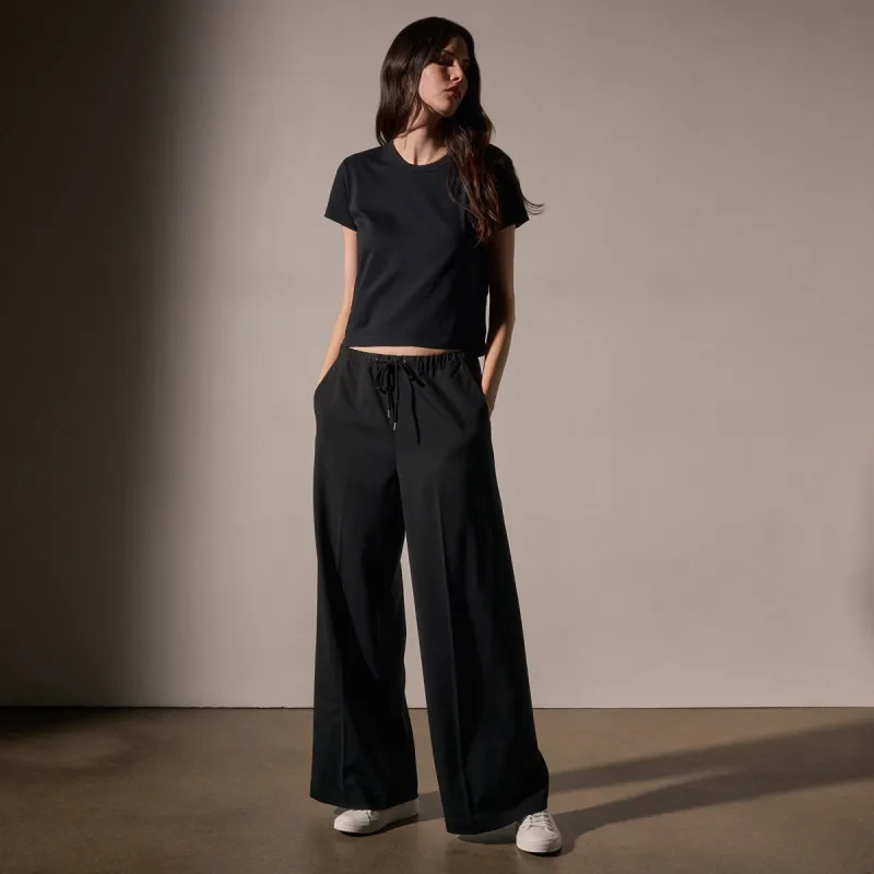 Stretch Wool Wide Leg - Black sold by James Perse