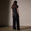Stretch Wool Wide Leg - Black sold by James Perse
