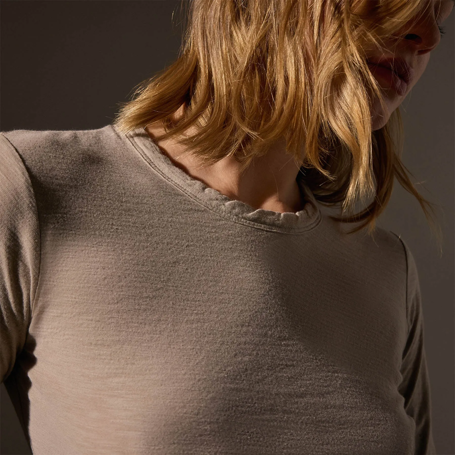 Sheer Slub Long Sleeve Crew - Light Tan sold by James Perse product image thumbnail 2