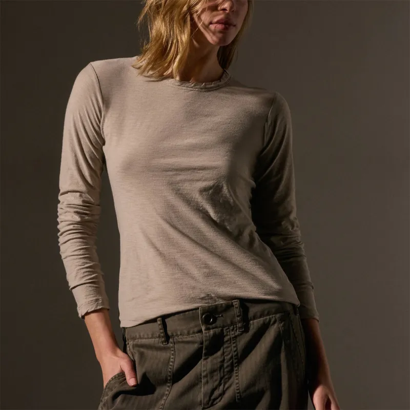 Sheer Slub Long Sleeve Crew - Light Tan sold by James Perse