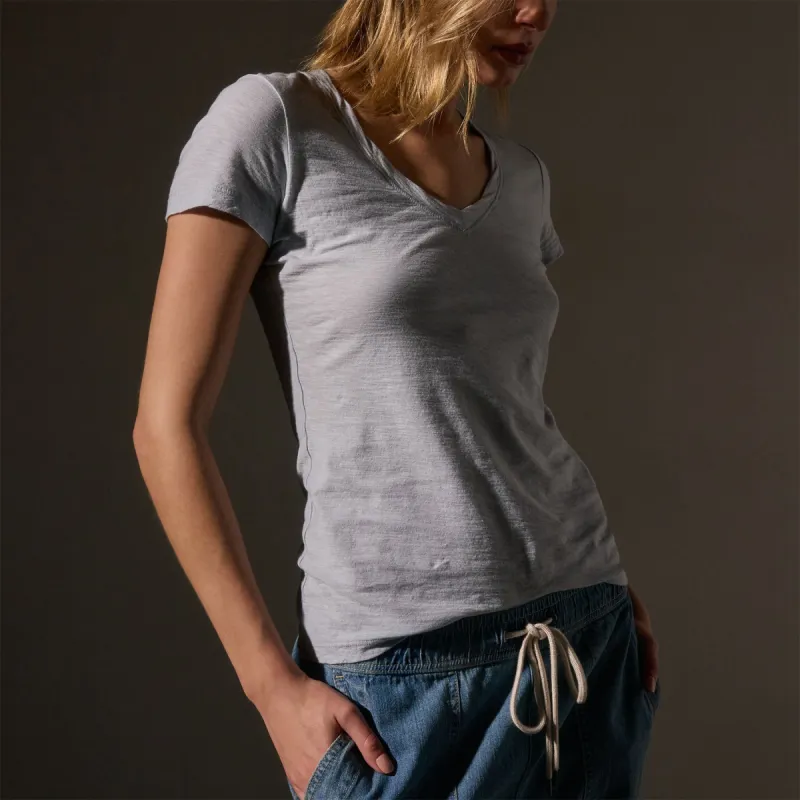 Sheer Slub Casual V Neck - Grey Glacier sold by James Perse