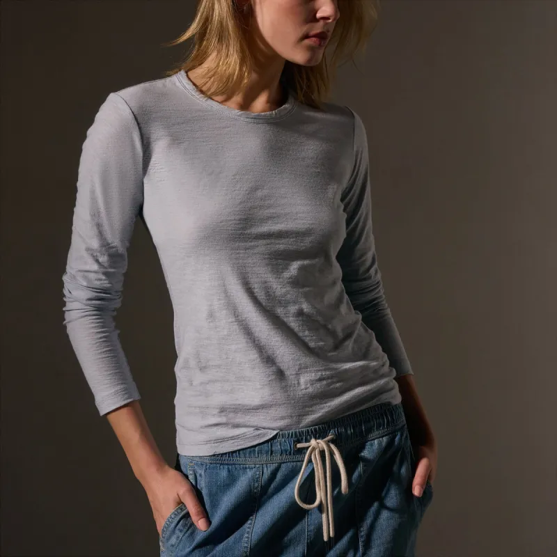 Sheer Slub Long Sleeve Crew - Grey Glacier sold by James Perse