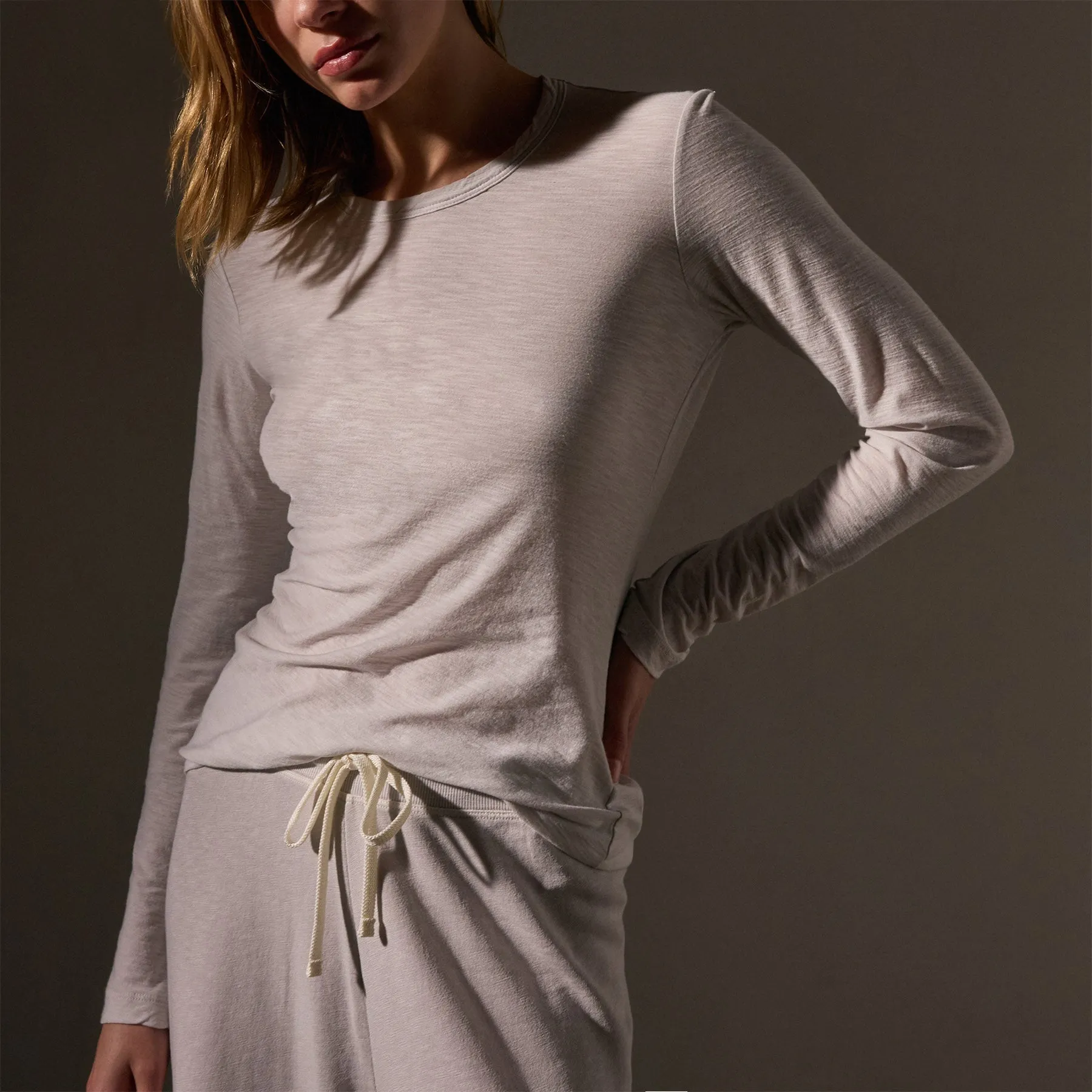 Sheer Slub Long Sleeve Crew - Light Mist sold by James Perse