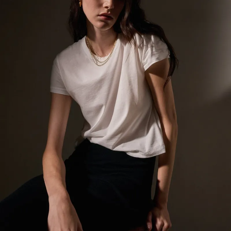 Brushed Elevated Jersey Short Sleeve Tee - White sold by James Perse