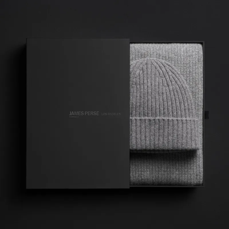 Cashmere Beanie & Scarf Gift Set - Grey Felt sold by James Perse