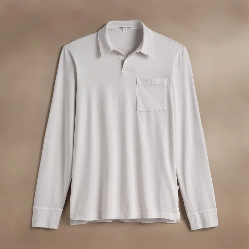 Sueded Jersey Rugby Polo - Light Mist Pigment sold by James Perse