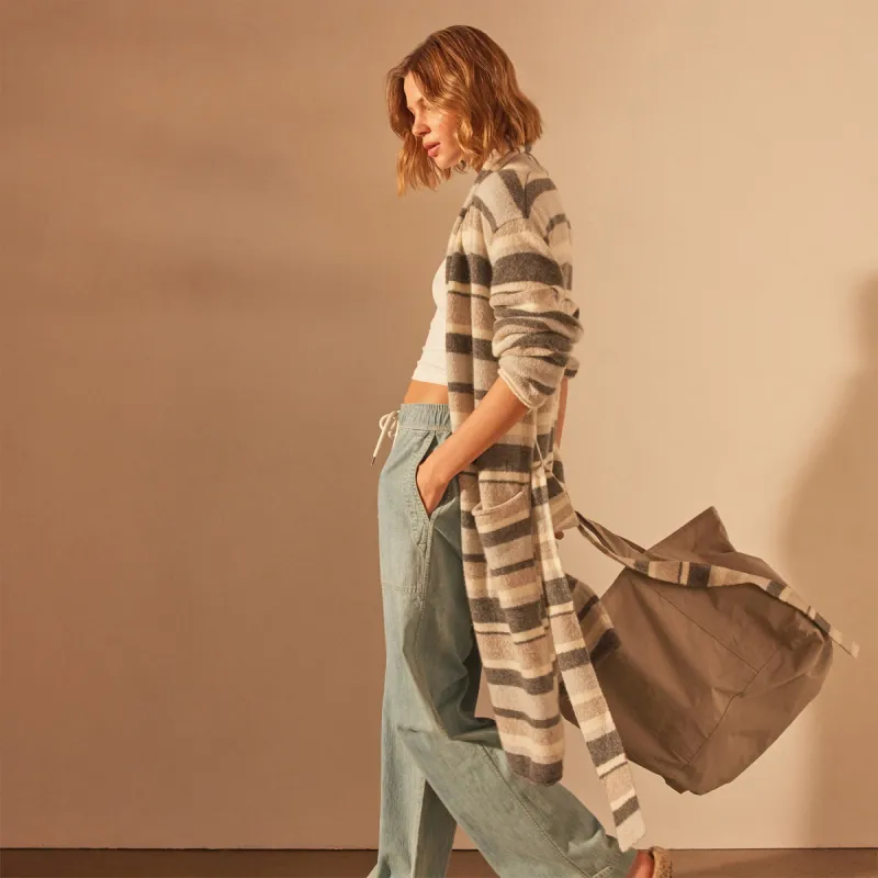 Light Cashmere Stripe Cardigan - Thunder/Mist/Hazel/Ivory sold by James Perse