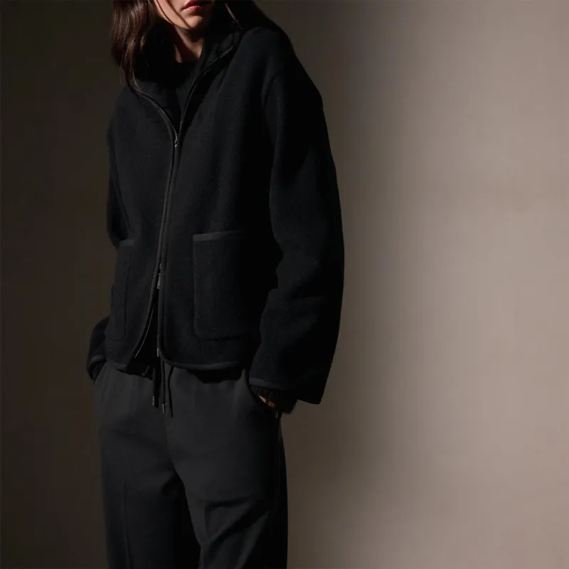 Wool Jersey Zip Up Jacket - Black sold by James Perse