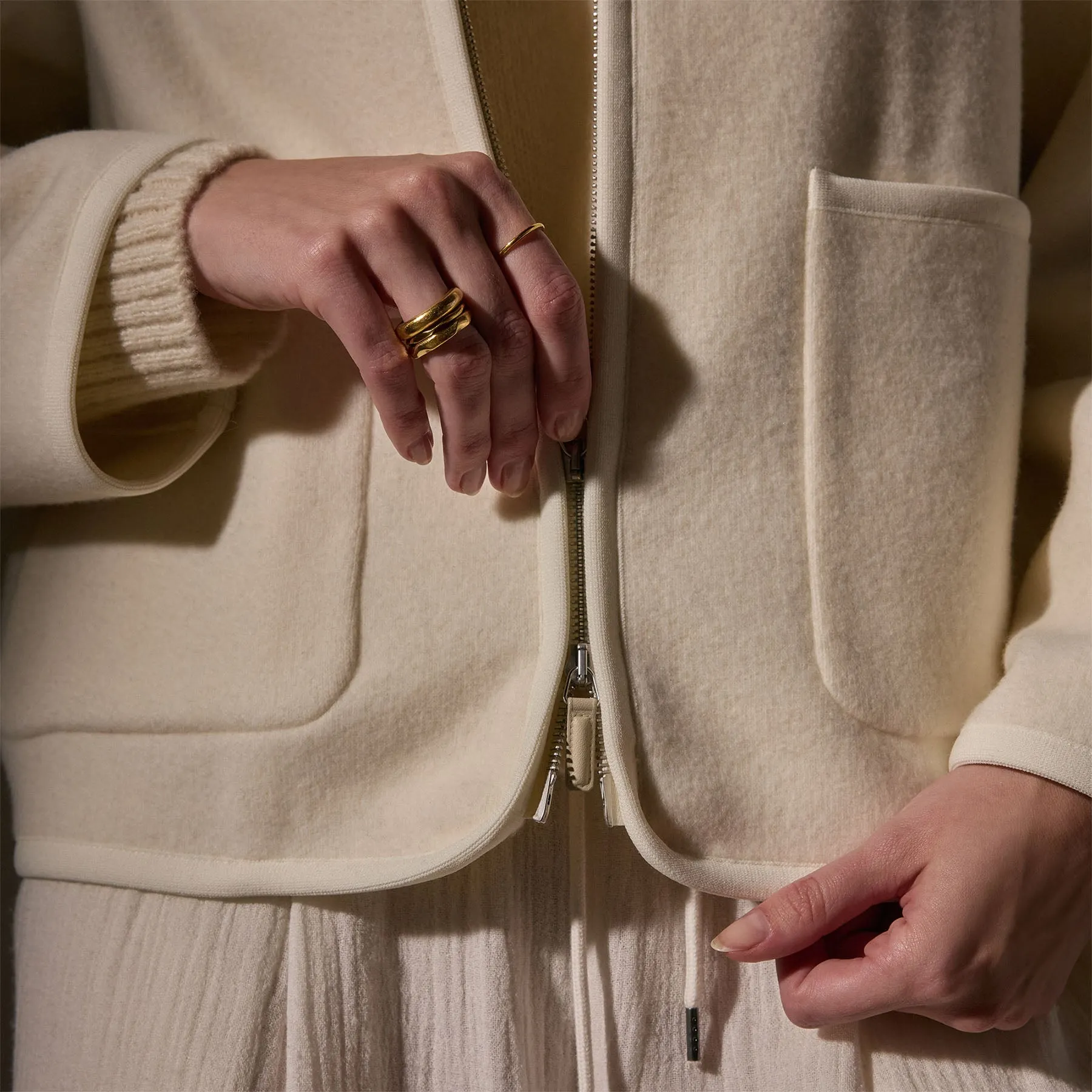 Wool Jersey Zip Up Jacket - Ivory sold by James Perse product image thumbnail 2