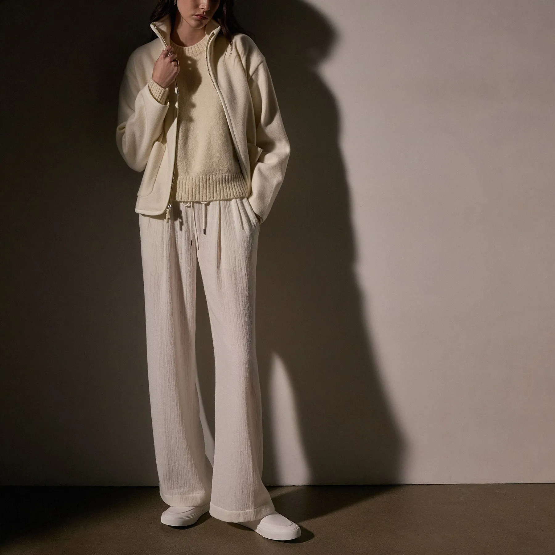 Wool Jersey Zip Up Jacket - Ivory sold by James Perse product image thumbnail 3