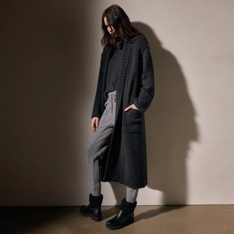 Chunky Knit Cashmere Marl Cardigan - Charcoal Marl sold by James Perse