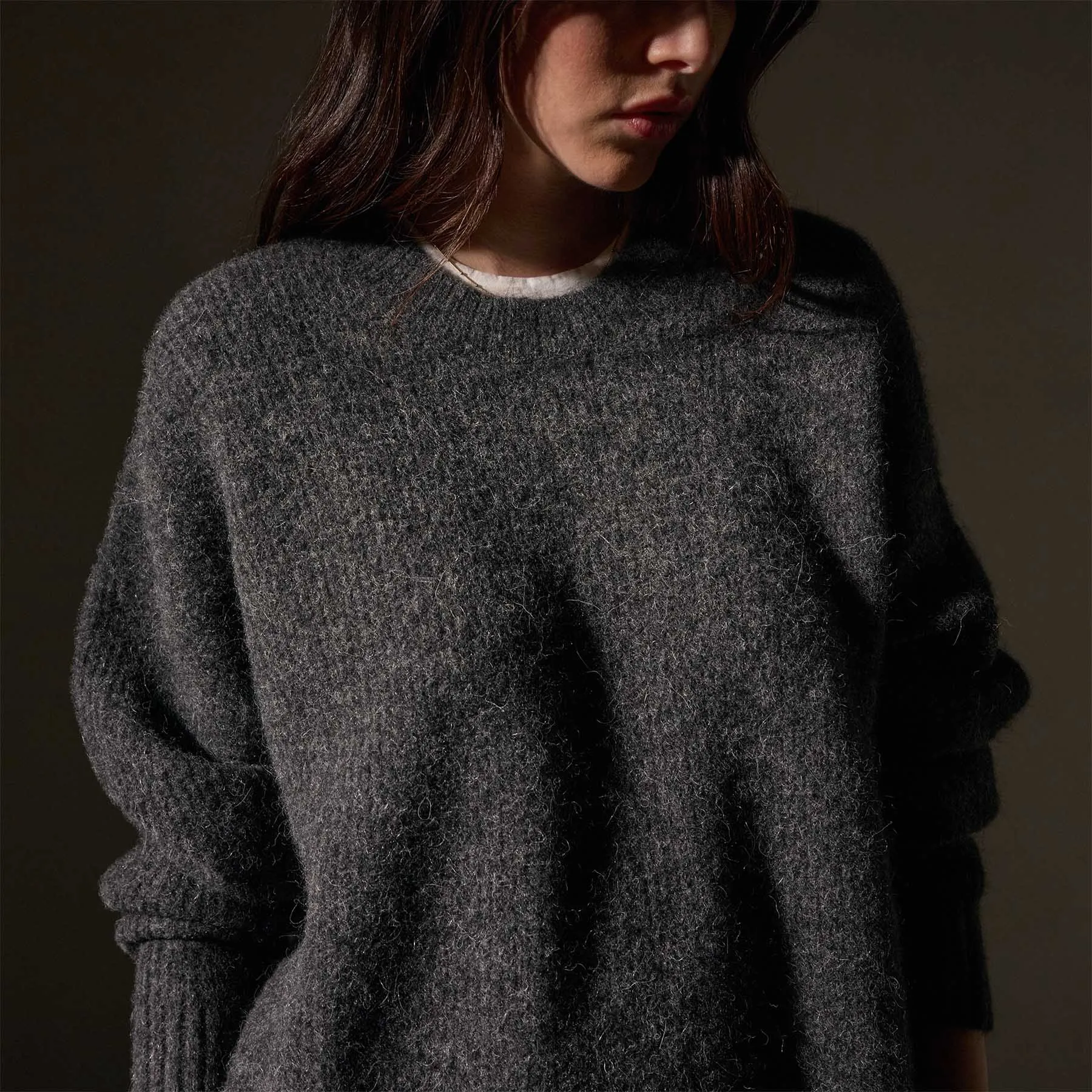 Oversized Waffle Knit Crew - Anthracite sold by James Perse product image thumbnail 2