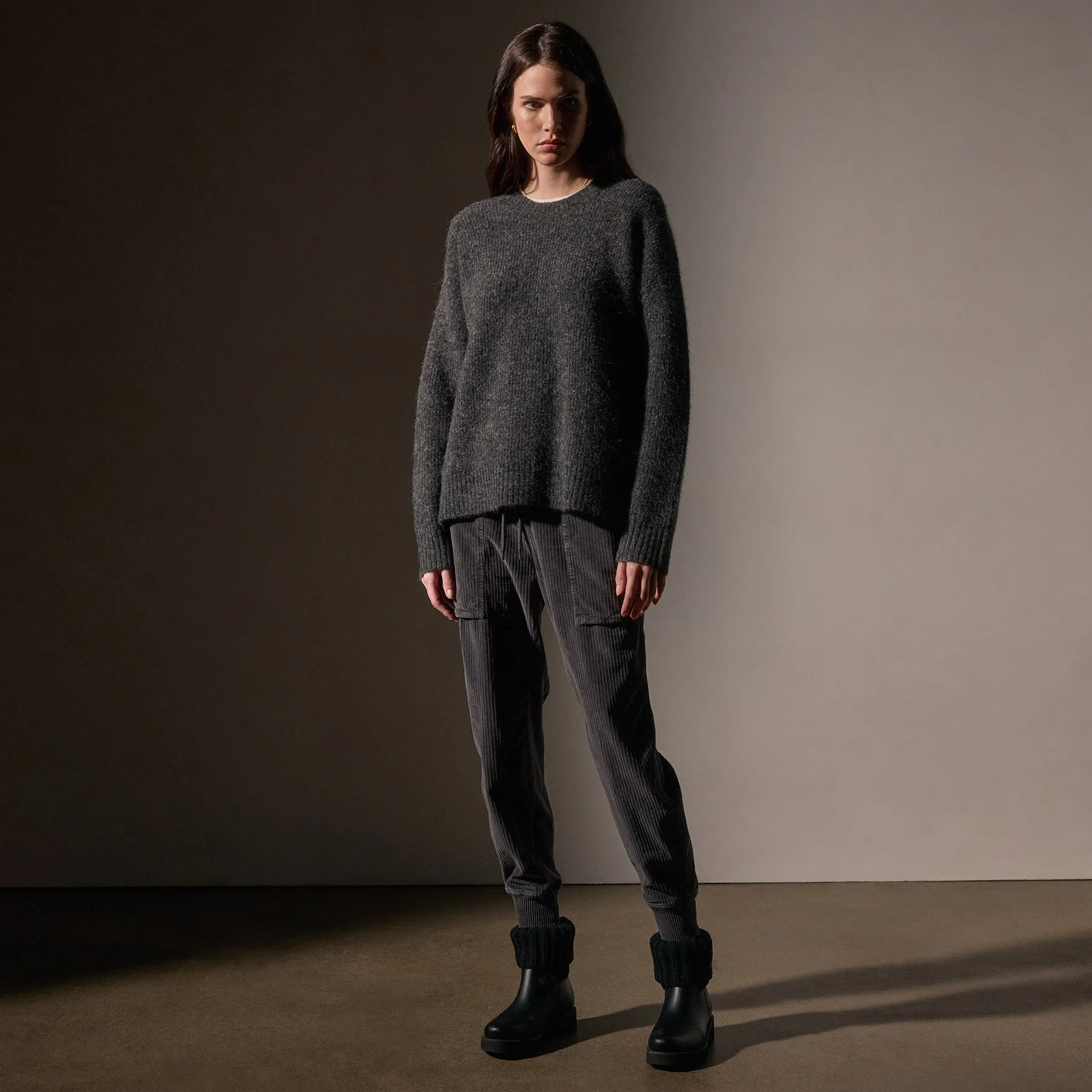 Oversized Waffle Knit Crew - Anthracite sold by James Perse product image thumbnail 3