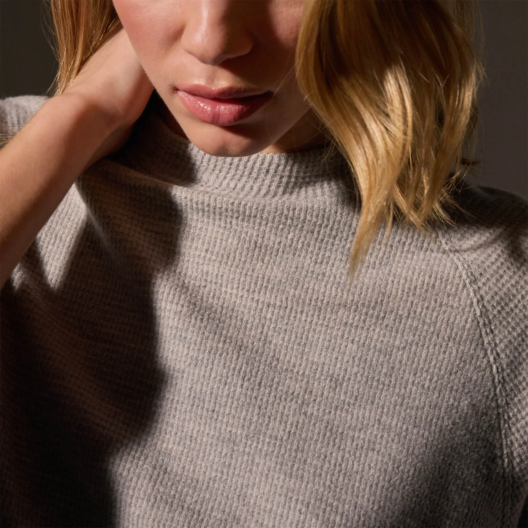 Brushed Thermal Knit Mock Neck - Heather Grey sold by James Perse product image thumbnail 2