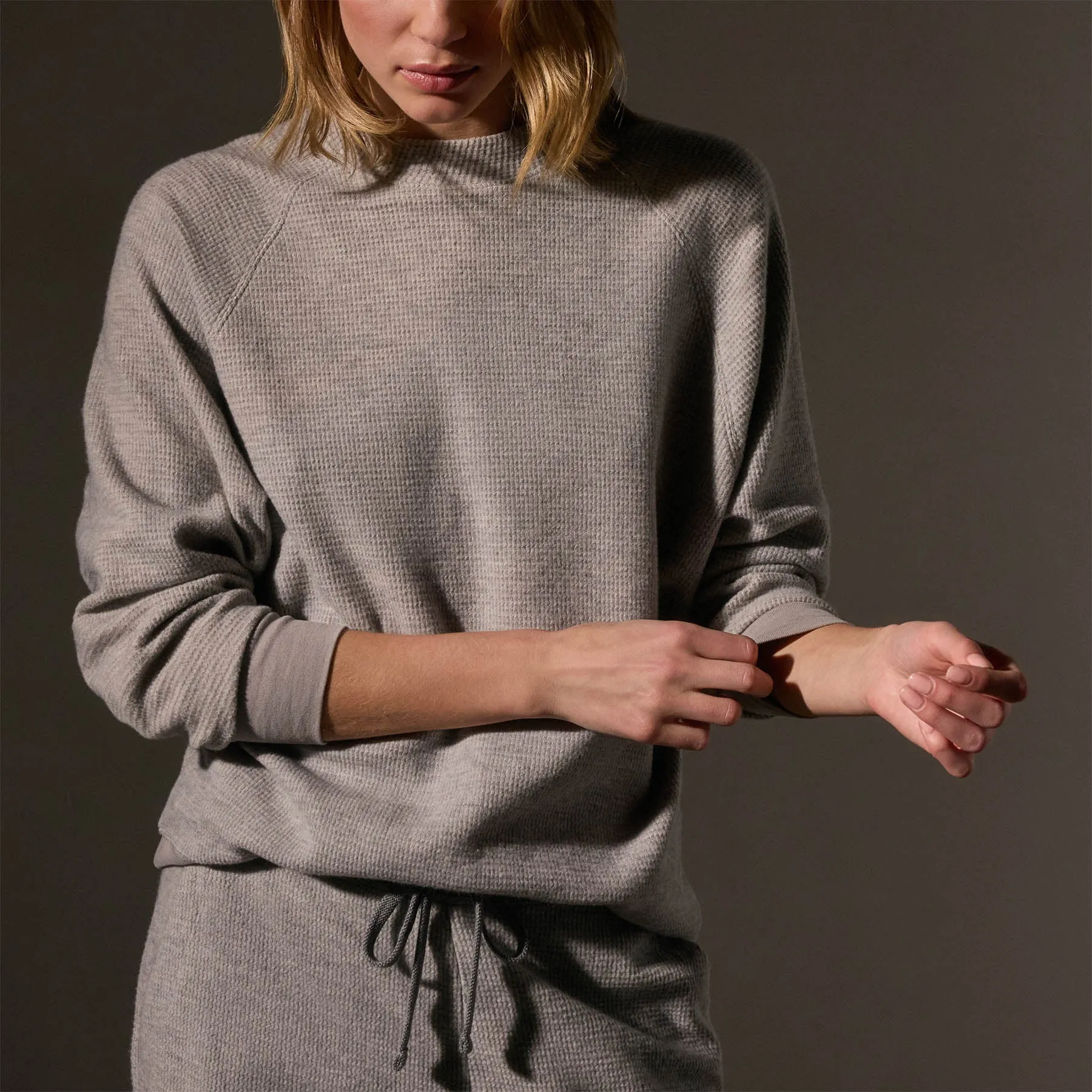 Brushed Thermal Knit Mock Neck - Heather Grey sold by James Perse