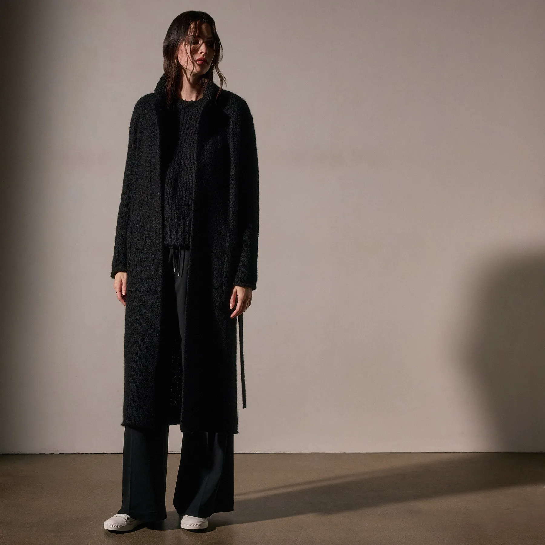 Cashmere Double Breasted Coat - Black sold by James Perse