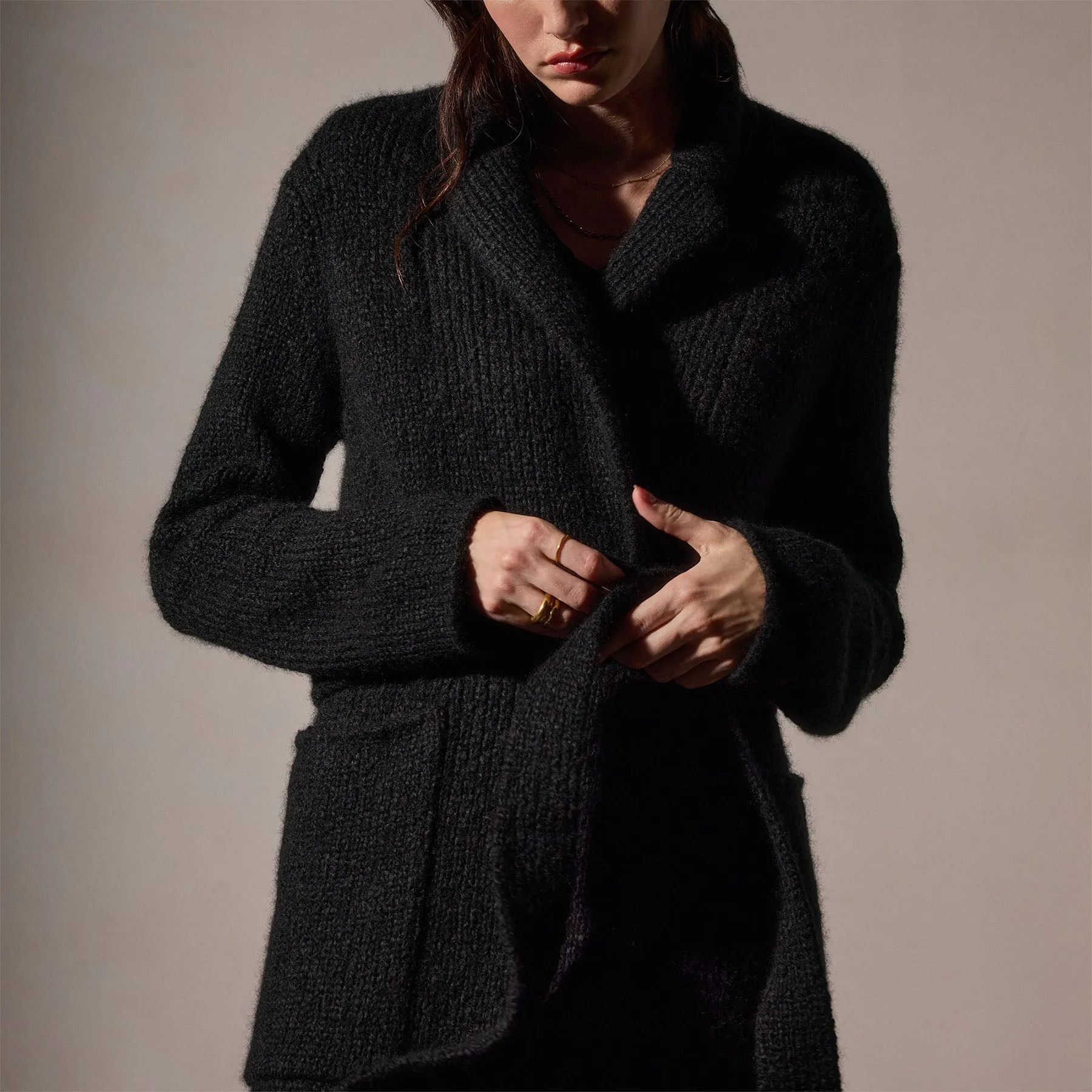 Cashmere Double Breasted Coat - Black sold by James Perse product image thumbnail 3