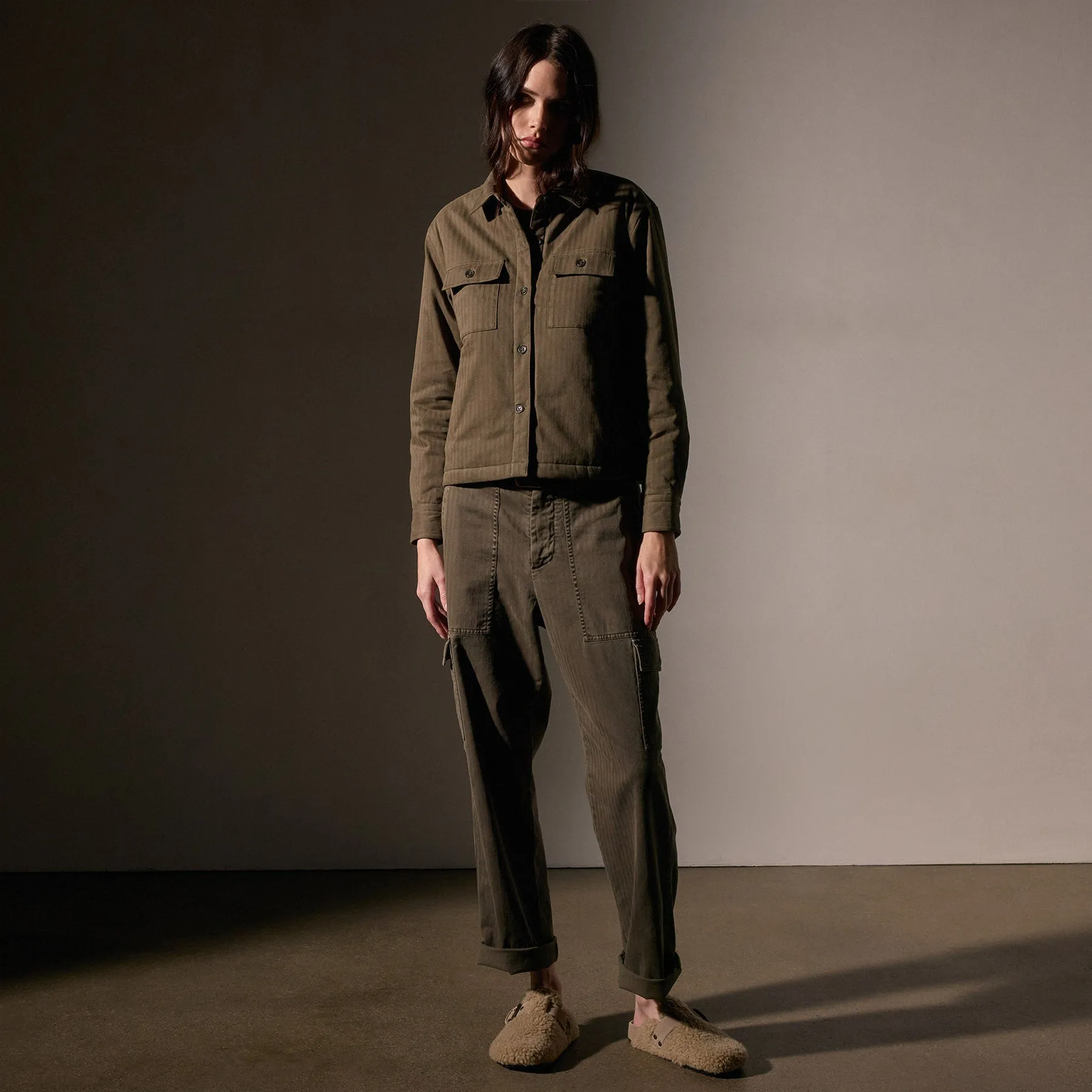 Herringbone Shirt Jacket - Army Green sold by James Perse product image thumbnail 3