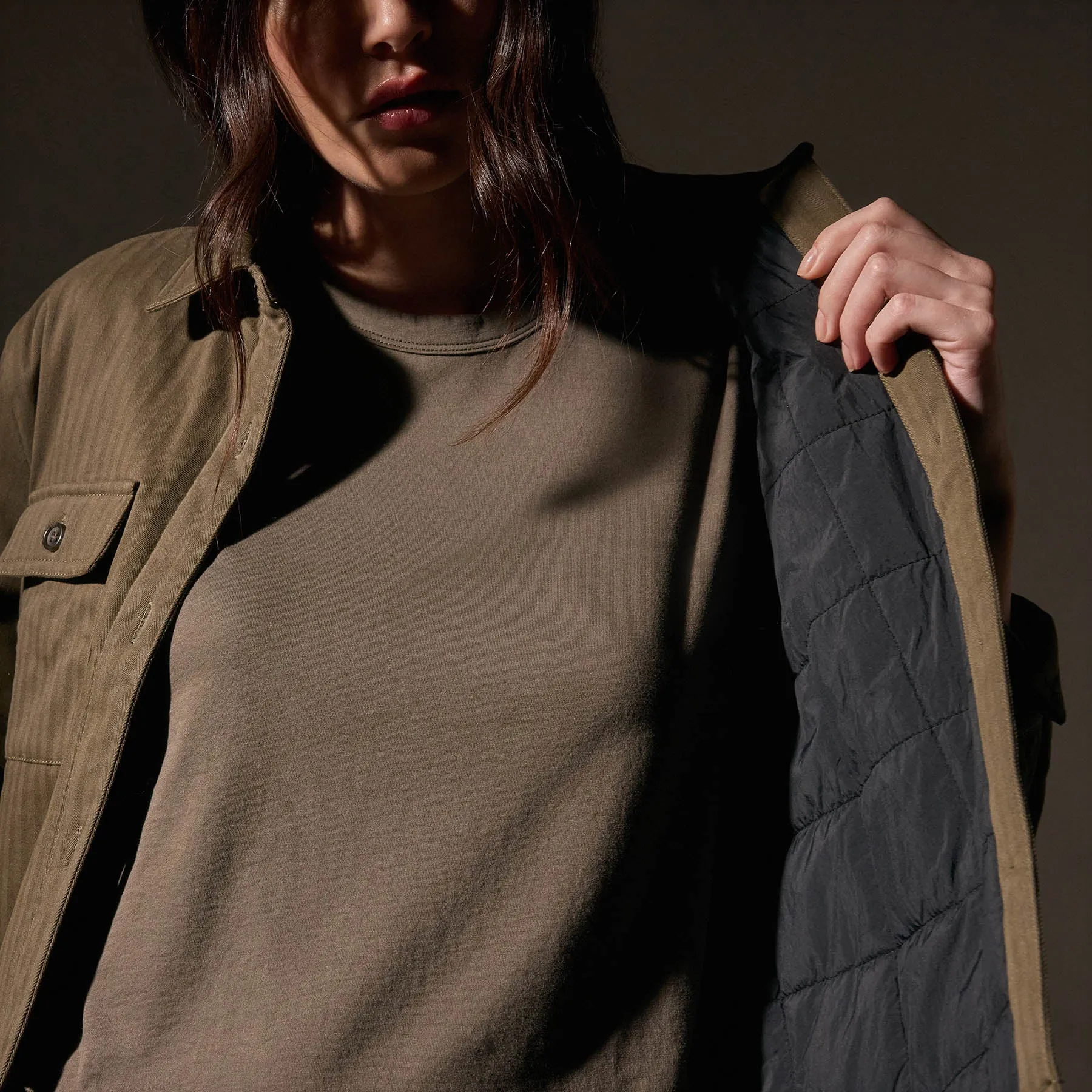 Herringbone Shirt Jacket - Army Green sold by James Perse product image thumbnail 2