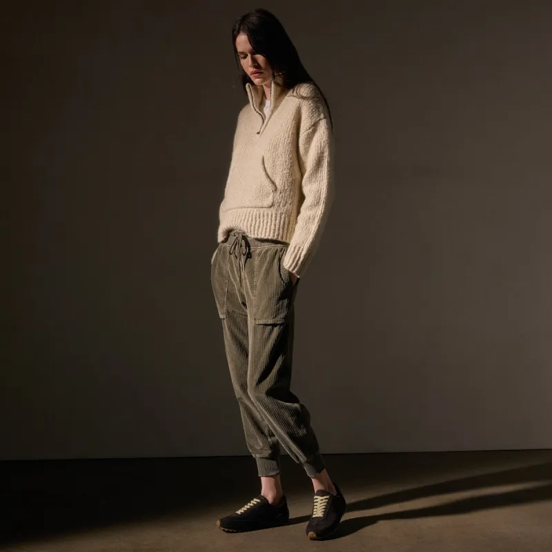 Corduroy Mixed Media Pant - Army Green Pigment sold by James Perse