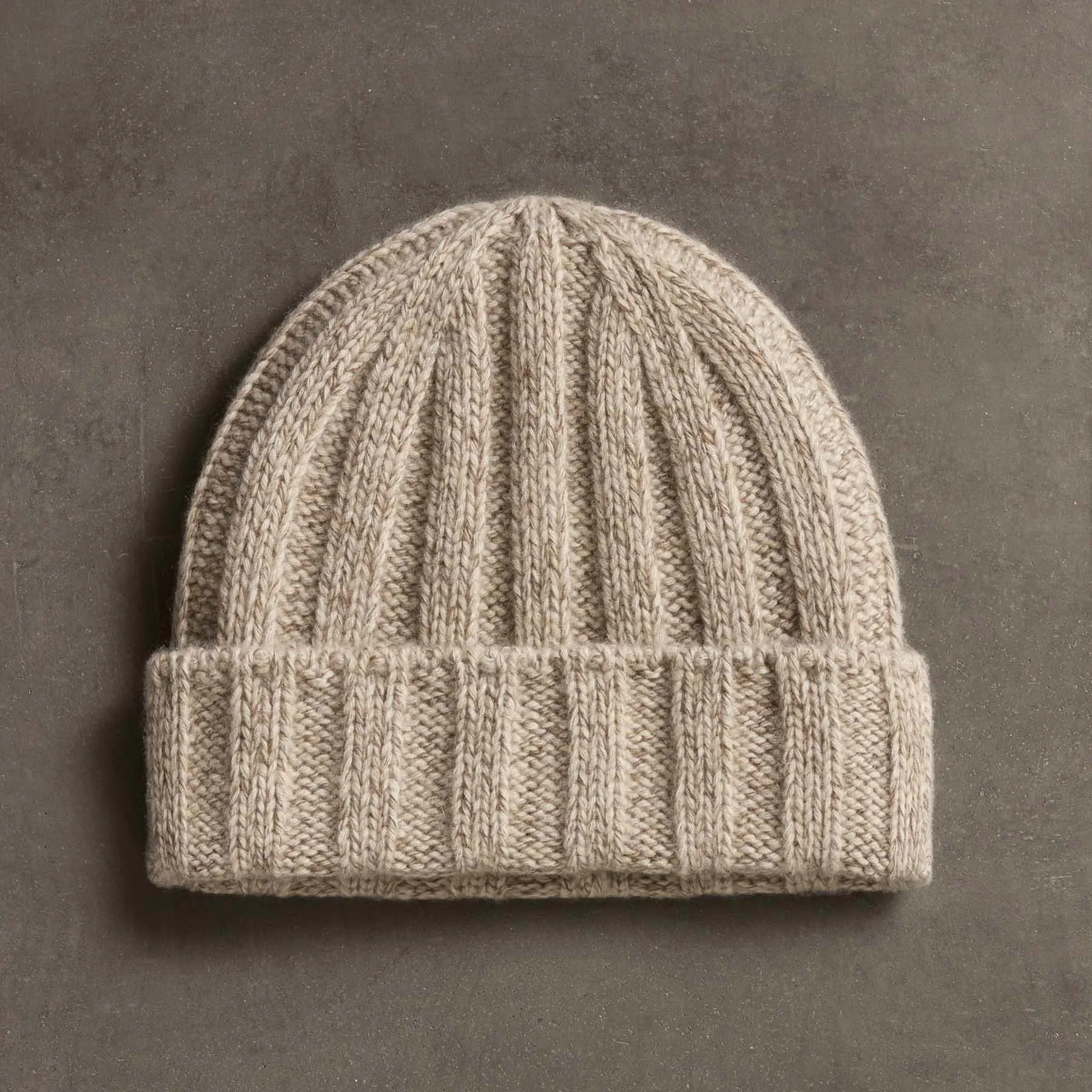 Recycled Cashmere 8 Ply Marled Beanie - Stone Marl sold by James Perse
