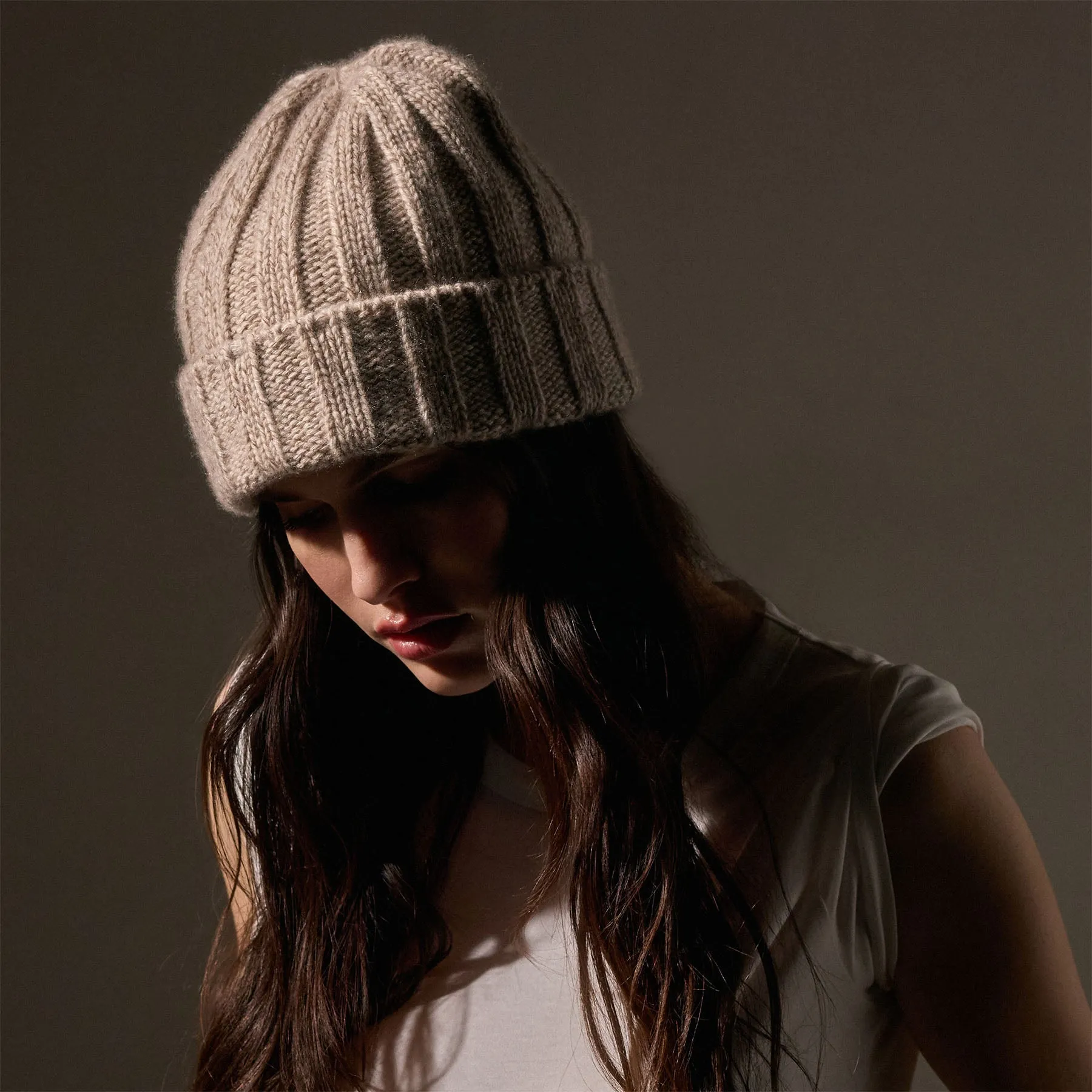 Recycled Cashmere 8 Ply Marled Beanie - Stone Marl sold by James Perse product image thumbnail 3