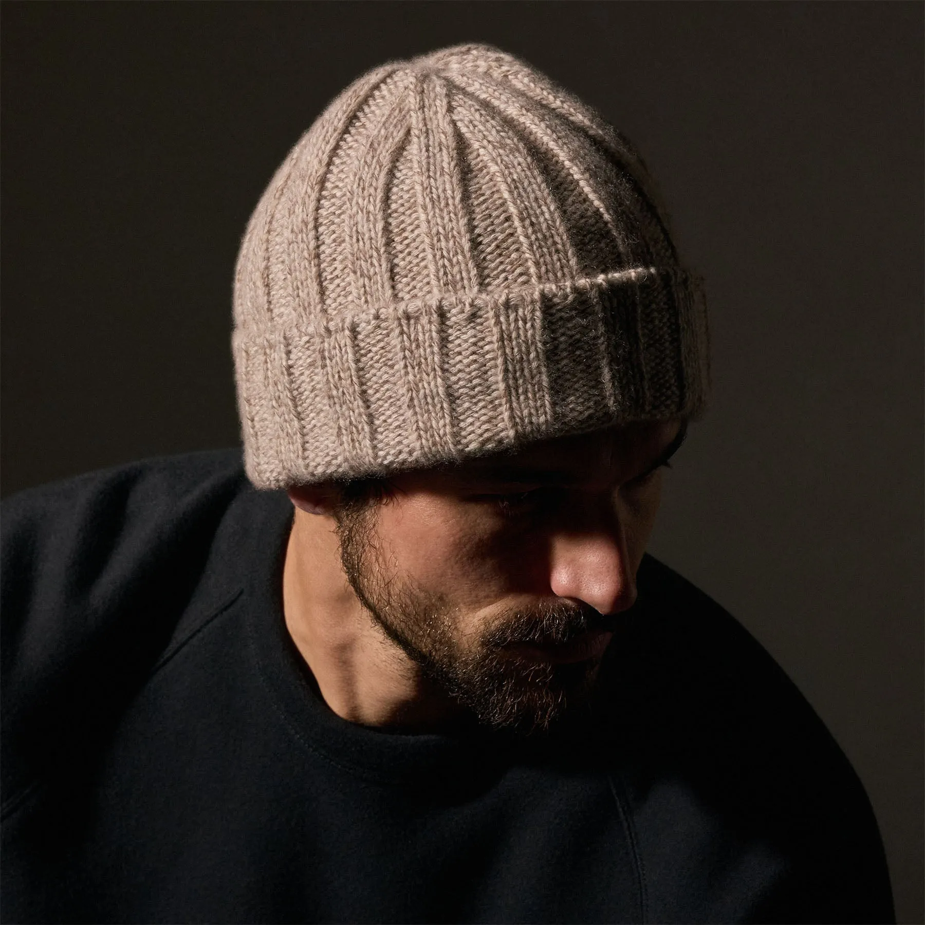 Recycled Cashmere 8 Ply Marled Beanie - Stone Marl sold by James Perse product image thumbnail 5