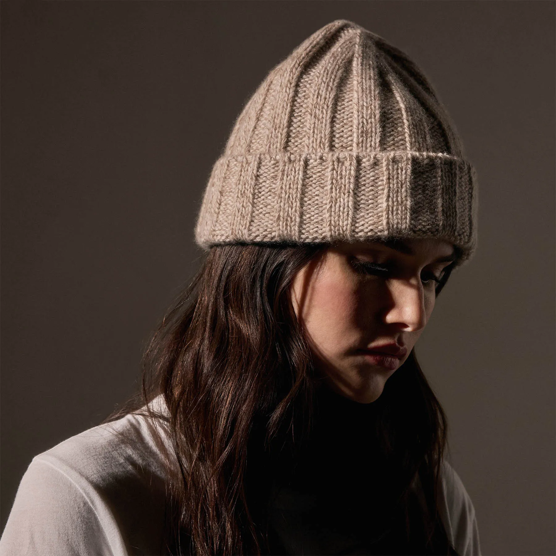 Recycled Cashmere 8 Ply Marled Beanie - Stone Marl sold by James Perse product image thumbnail 2