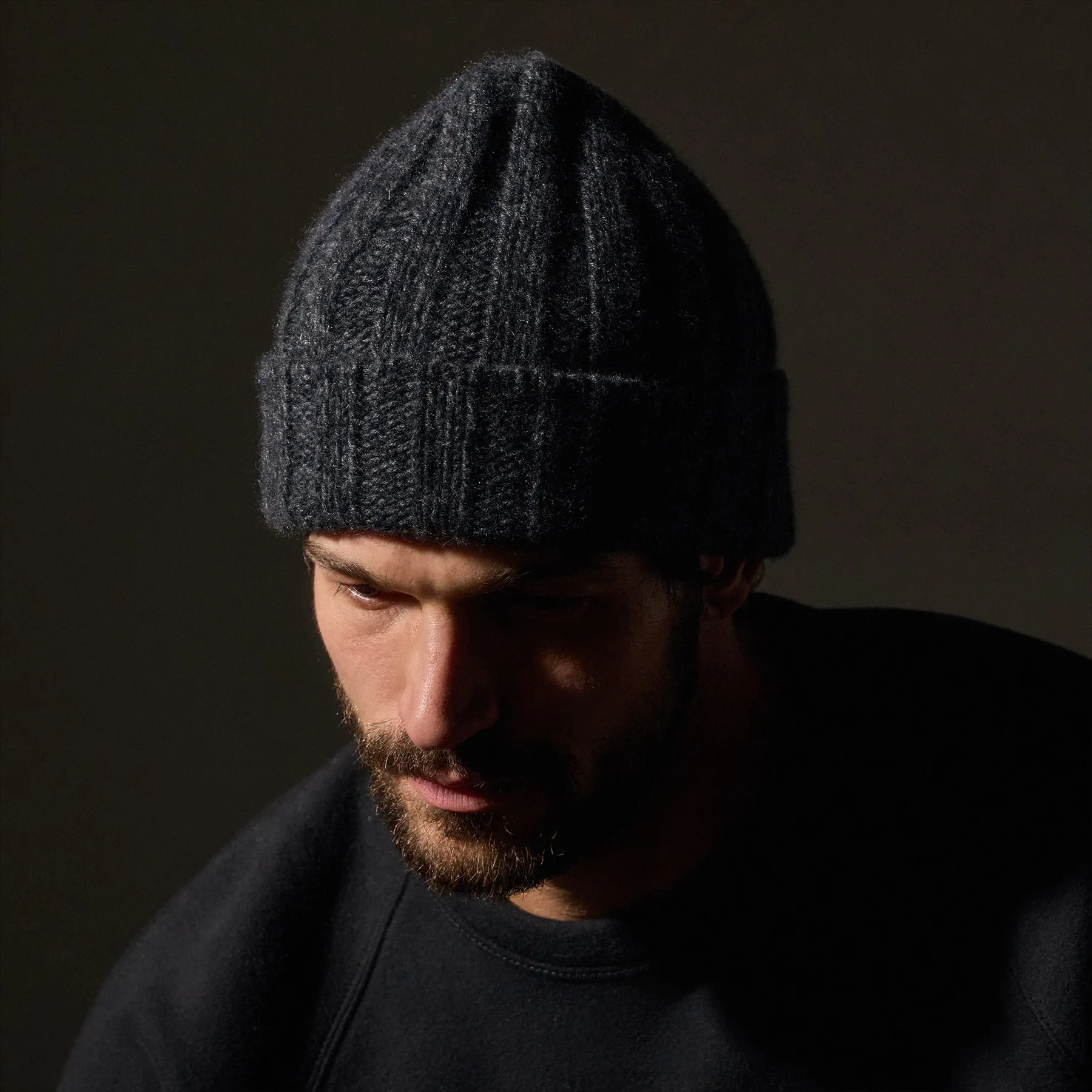 Recycled Cashmere 8 Ply Marled Beanie - Charcoal Marl sold by James Perse product image thumbnail 5