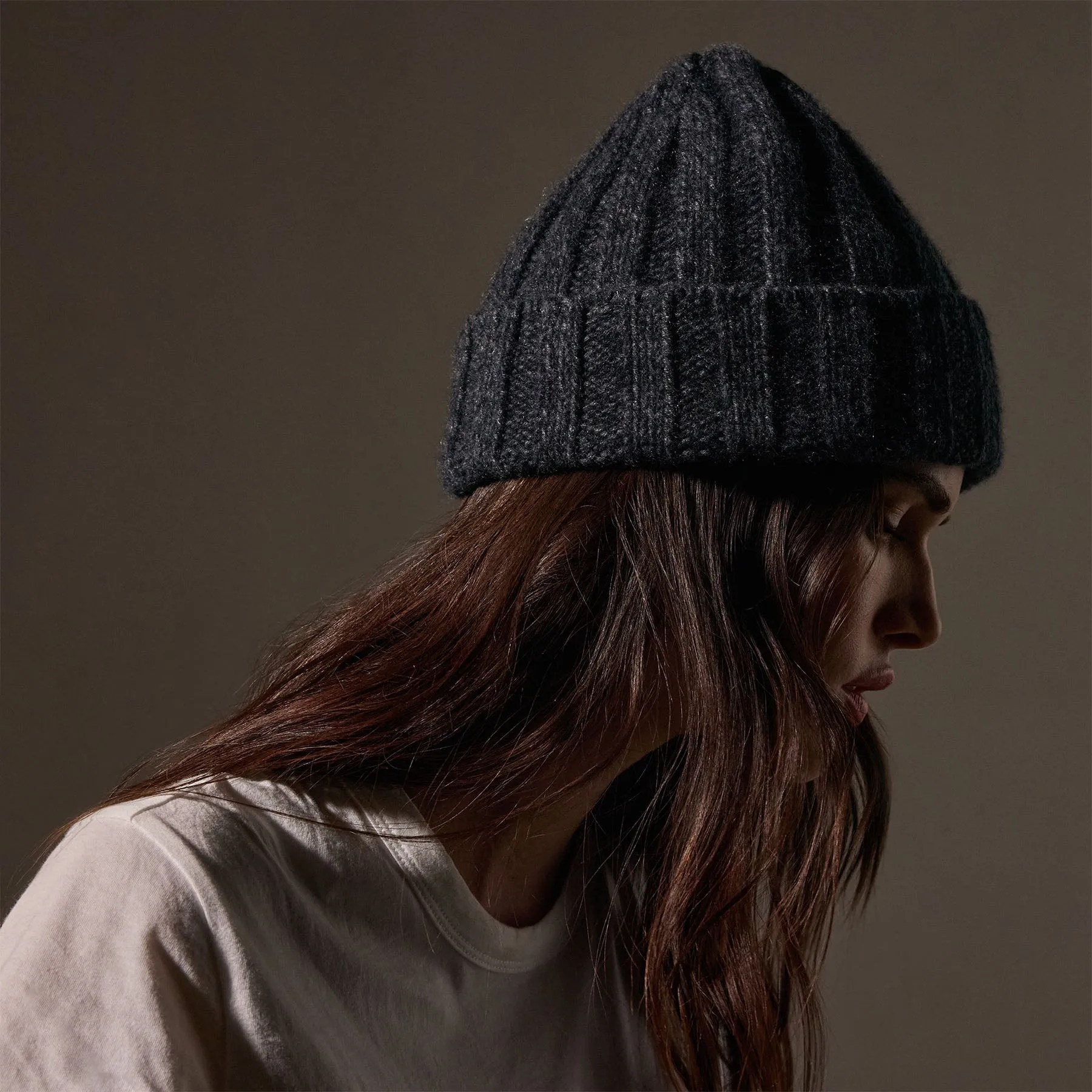 Recycled Cashmere 8 Ply Marled Beanie - Charcoal Marl sold by James Perse product image thumbnail 2