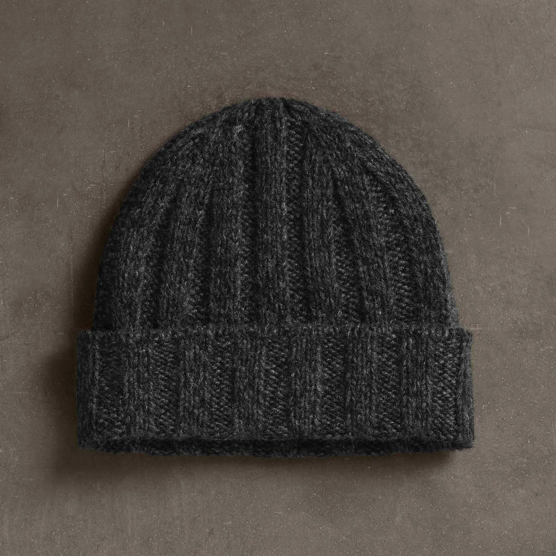 Recycled Cashmere 8 Ply Marled Beanie - Charcoal Marl sold by James Perse