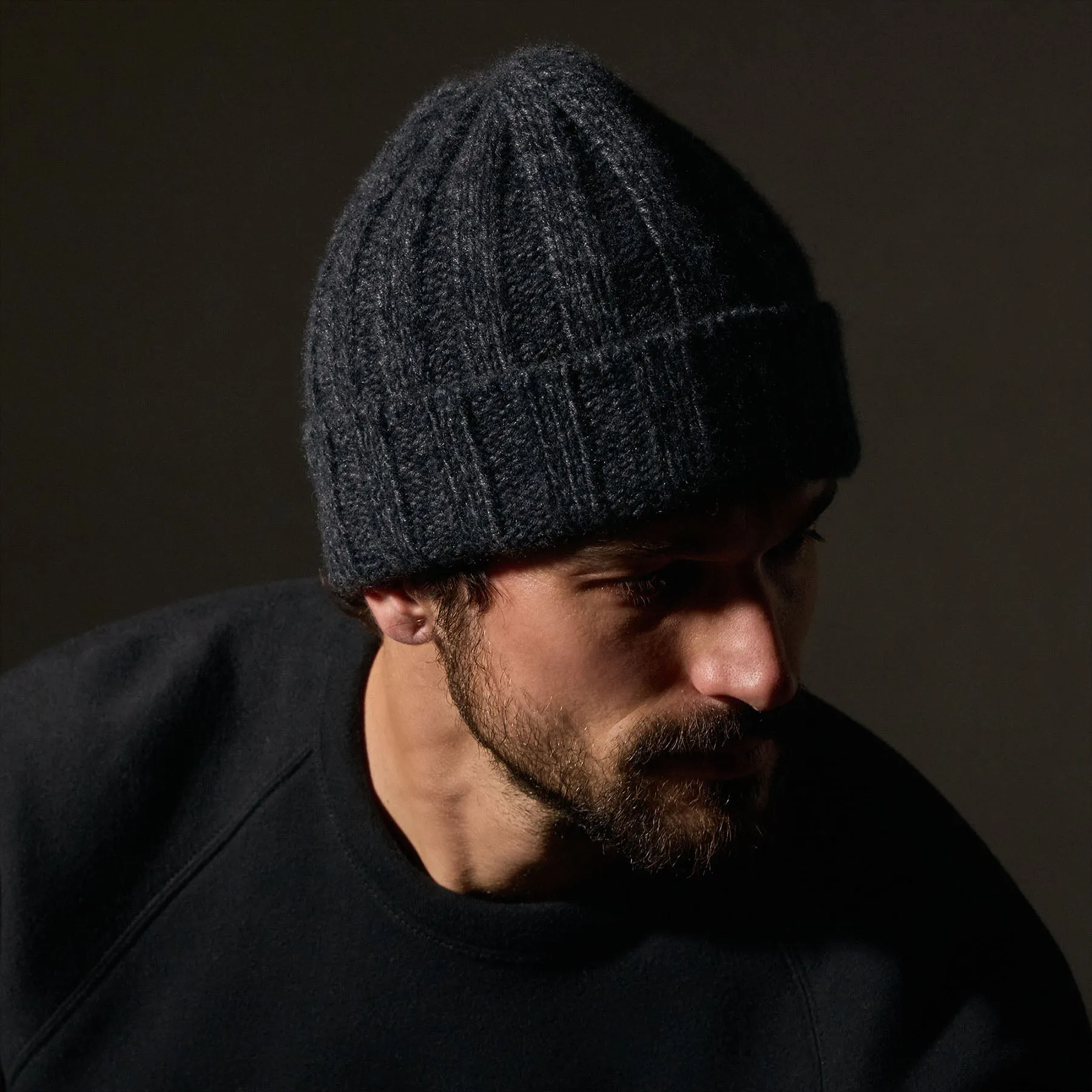 Recycled Cashmere 8 Ply Marled Beanie - Charcoal Marl sold by James Perse product image thumbnail 4