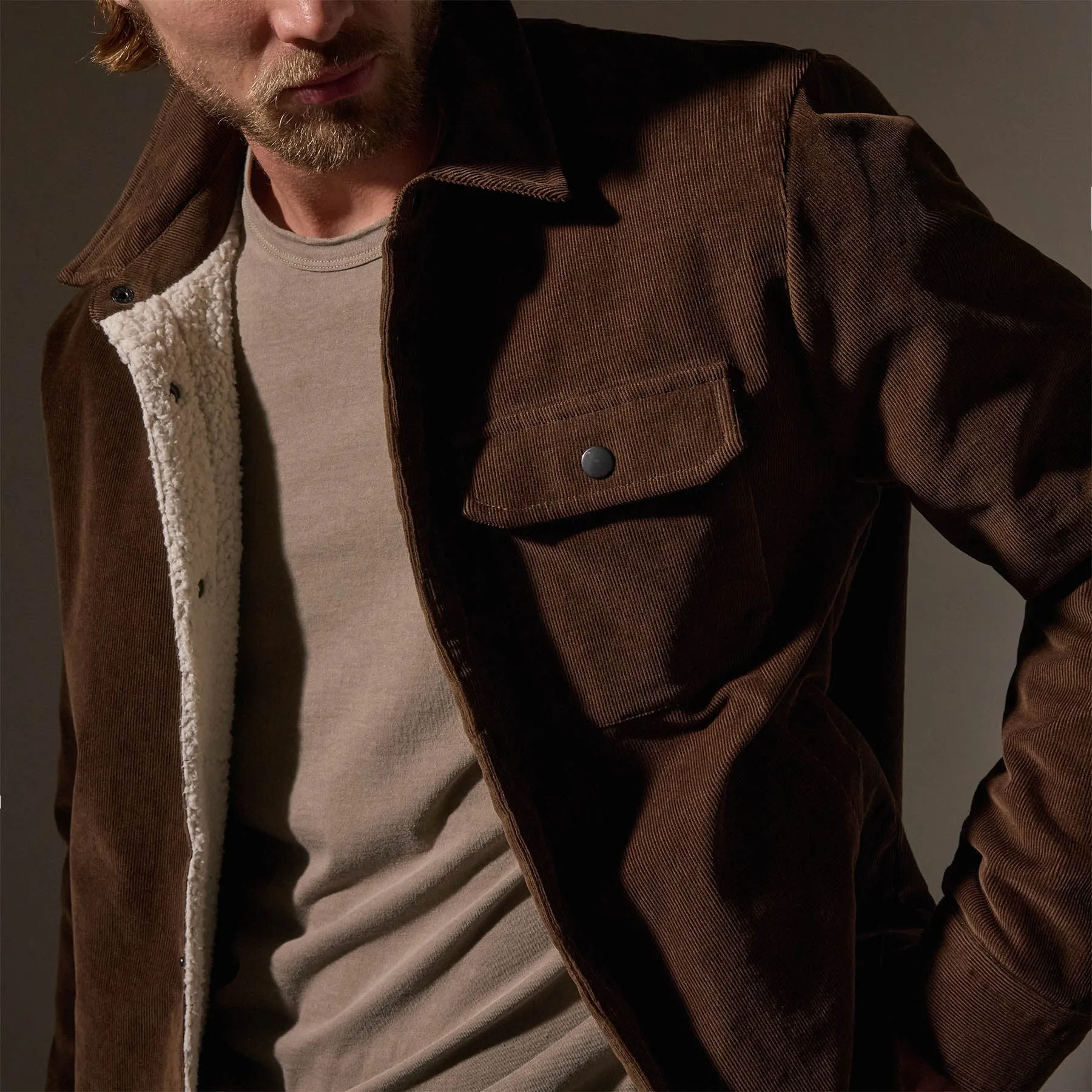 Corduroy Sherpa Jacket - Umber sold by James Perse product image thumbnail 3