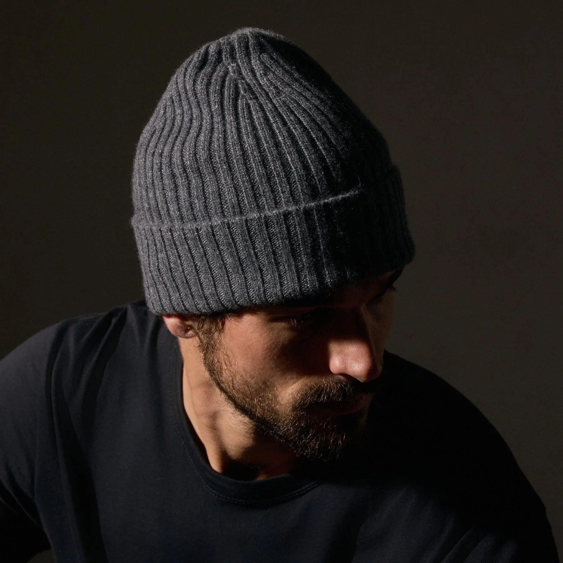 Recycled Cashmere Ribbed Beanie - Grey Felt sold by James Perse product image thumbnail 2