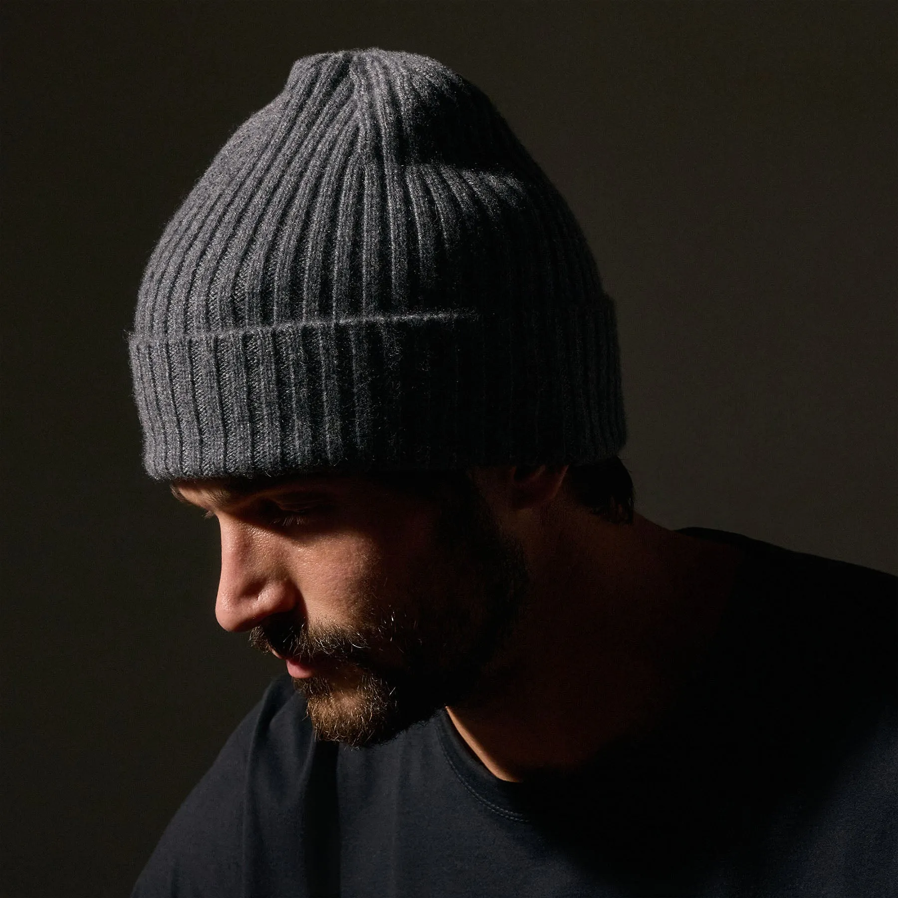 Recycled Cashmere Ribbed Beanie - Grey Felt sold by James Perse product image thumbnail 3