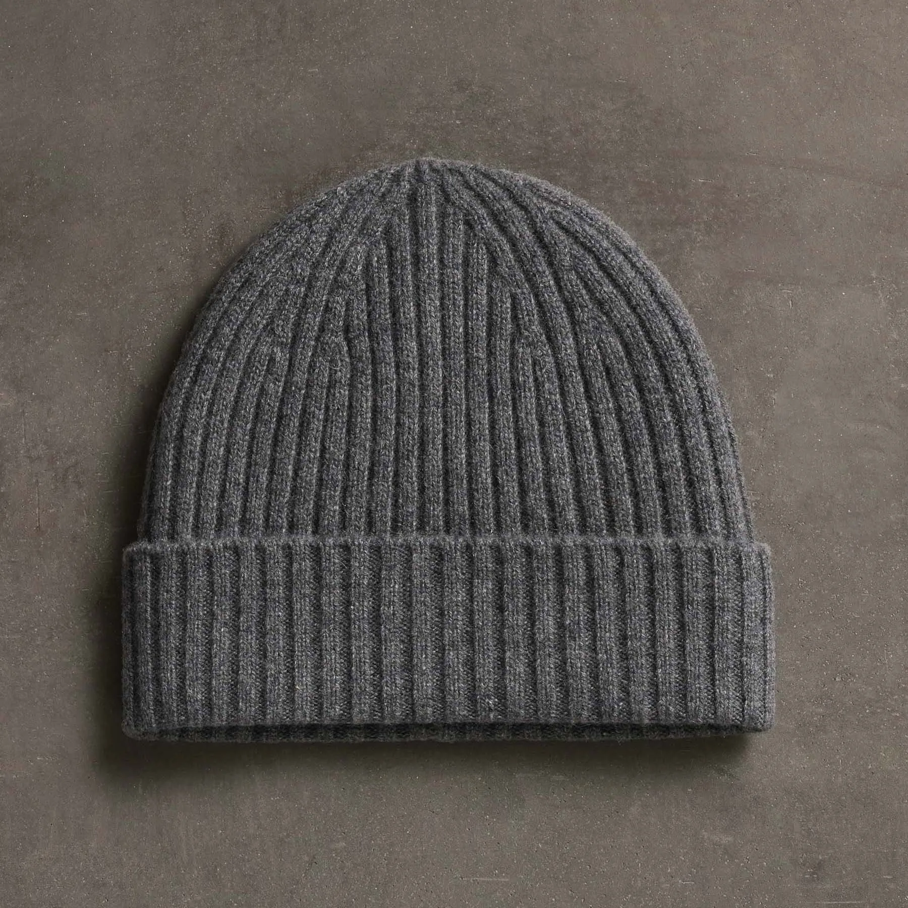 Recycled Cashmere Ribbed Beanie - Grey Felt sold by James Perse