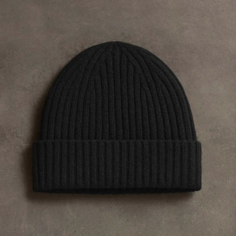 Recycled Cashmere Ribbed Beanie - Black sold by James Perse