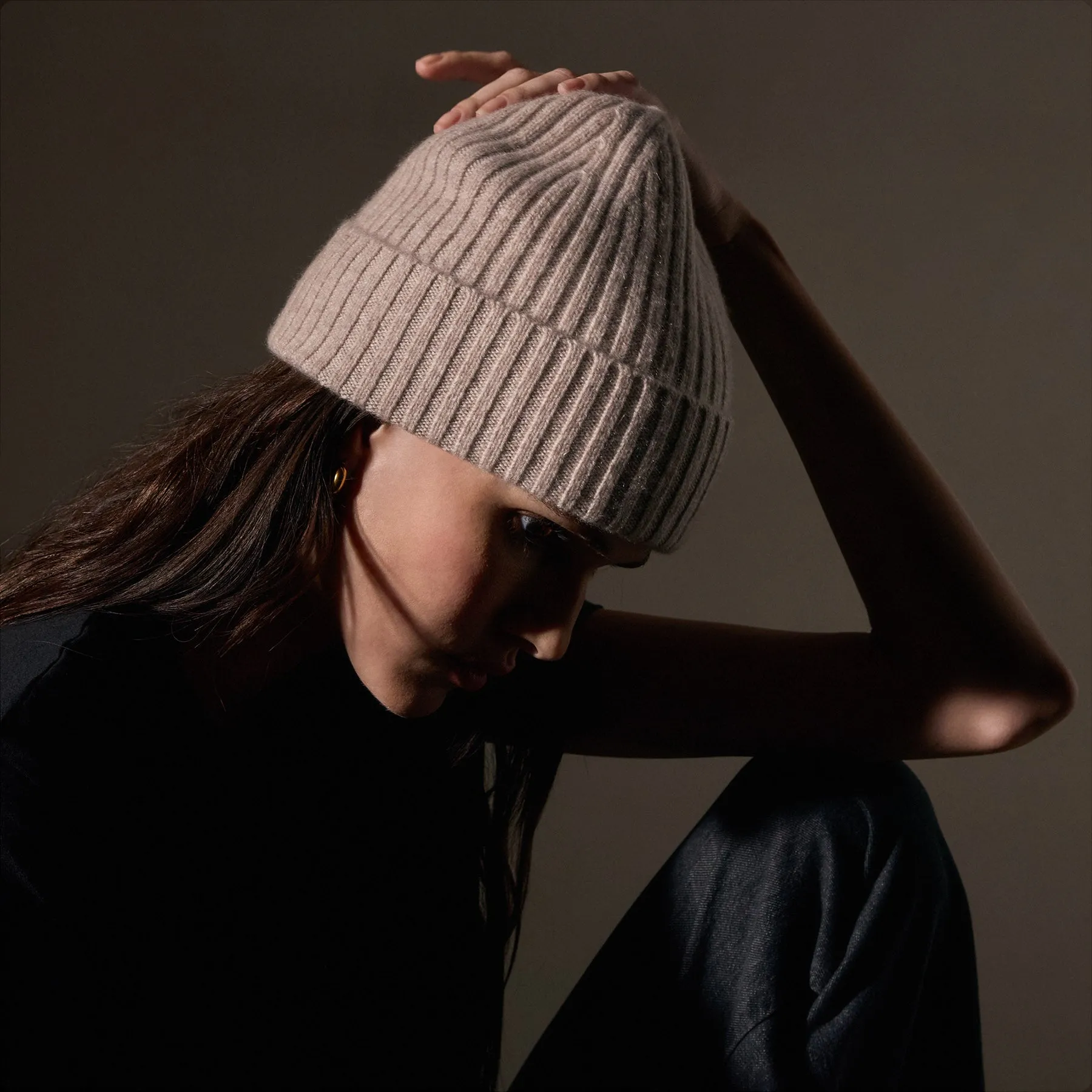 Recycled Cashmere Ribbed Beanie - Stone sold by James Perse product image thumbnail 3