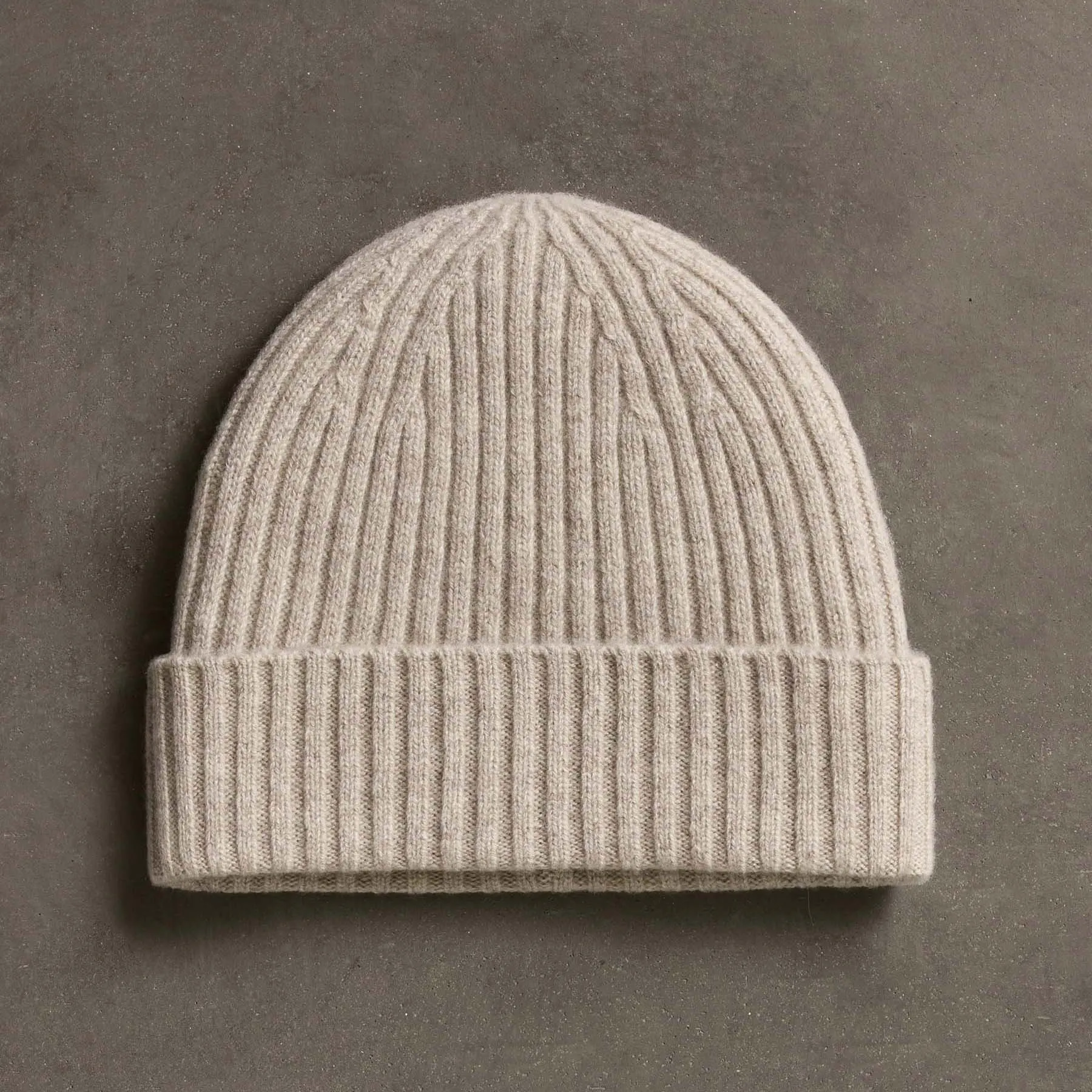 Recycled Cashmere Ribbed Beanie - Stone sold by James Perse