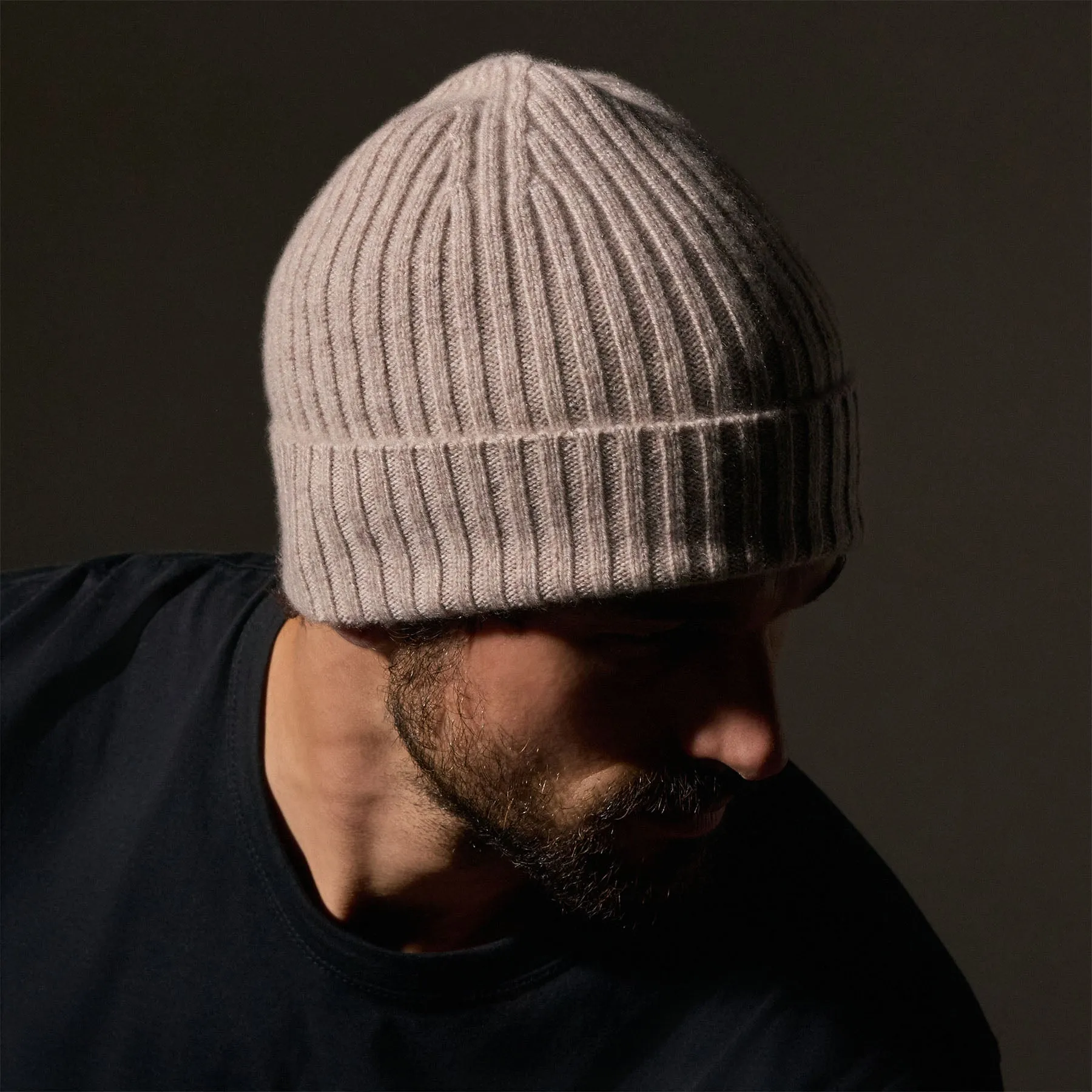 Recycled Cashmere Ribbed Beanie - Stone sold by James Perse product image thumbnail 4